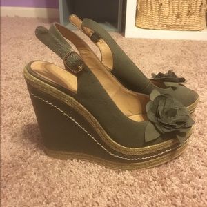 Olive Wedge Slingback sandals from Bakers size 7